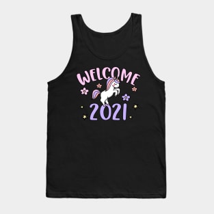 Welcome 2021 Happy New Year, Funny Unicorn Gift Tank Top